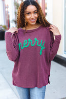 Maroon Wavy Ribbed Merry Top