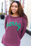 Maroon Wavy Ribbed Merry Top