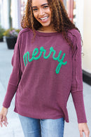 Maroon Wavy Ribbed Merry Top