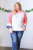 Pink Pointelle Color Block Wide Sleeve Pullover (Open Pack)