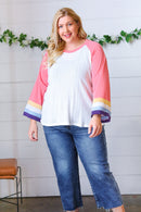 Pink Pointelle Color Block Wide Sleeve Pullover (Open Pack)