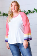 Pink Pointelle Color Block Wide Sleeve Pullover (Open Pack)