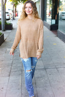 Classy Chic Taupe Mock Neck Chest Pocket Knit Sweater (Open Pack)