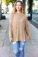 Classy Chic Taupe Mock Neck Chest Pocket Knit Sweater (Open Pack)