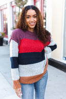 Chunky Burgundy Multi Stripe Sweater