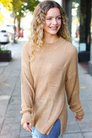 Classy Chic Taupe Mock Neck Chest Pocket Knit Sweater (Open Pack)