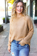 Classy Chic Taupe Mock Neck Chest Pocket Knit Sweater (Open Pack)