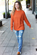 Pumpkin Spice Mock Neck Chest Pocket Knit Sweater (Open Pack)