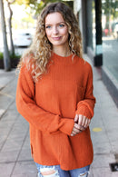 Pumpkin Spice Mock Neck Chest Pocket Knit Sweater (Open Pack)