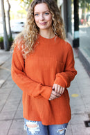 Pumpkin Spice Mock Neck Chest Pocket Knit Sweater (Open Pack)