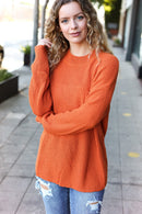 Pumpkin Spice Mock Neck Chest Pocket Knit Sweater (Open Pack)