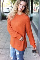 Pumpkin Spice Mock Neck Chest Pocket Knit Sweater (Open Pack)