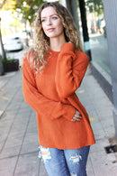 Pumpkin Spice Mock Neck Chest Pocket Knit Sweater (Open Pack)