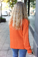 Pumpkin Spice Mock Neck Chest Pocket Knit Sweater (Open Pack)