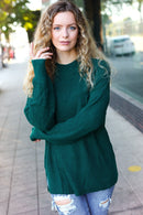Classy Chic Hunter Green Mock Neck Chest Pocket Knit Sweater (Open Pack)