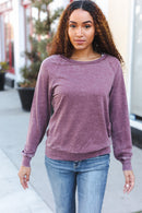 Maroon Washed French Terry Top