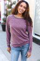 Maroon Washed French Terry Top