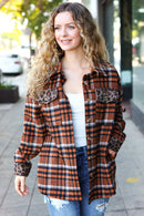 Put Together Rust Plaid & Animal Print Button Down Jacket (Open Pack)