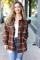 Put Together Rust Plaid & Animal Print Button Down Jacket (Open Pack)