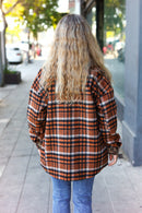 Put Together Rust Plaid & Animal Print Button Down Jacket (Open Pack)