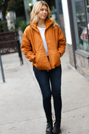 Eyes On You Butterscotch Quilted Puffer Jacket (Open Pack)