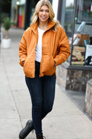 Eyes On You Butterscotch Quilted Puffer Jacket (Open Pack)