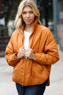 Eyes On You Butterscotch Quilted Puffer Jacket (Open Pack)