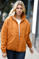 Eyes On You Butterscotch Quilted Puffer Jacket (Open Pack)
