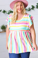 Lavender Rainbow Stripe Babydoll To (Open Pack)