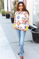 Ivory Multi Aztec Dolman Top