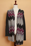Plus Charcoal Maroon Open Cardigan