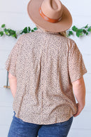 Cheetah Animal Print Collared V Neck Woven Dolman Top (Open Pack)