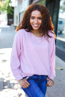 Feel Your Best Mauve Ribbed Brushed Hacci Sweater (Open Pack)