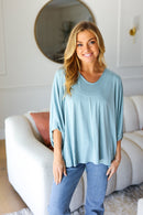Call On Me Aqua Dolman Modal Knit Top (Open Pack)