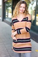 Casual Chic Taupe Hacci Stripe Pocketed Tunic/Dress (Open Pack)