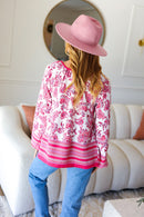Make A Statement Fuchsia Paisley Boho Front Tie Top (Open Pack)