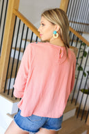 In Your Dreams Peach Floral Embroidery Ladder Trim Blouse (Open Pack)
