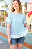 Seafoam Floral & Leopard Print Ruffle Hem Top (Open Pack)
