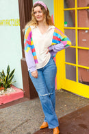 Feeling Bold Lilac Multicolor Stripe Collared V Neck Pullover (Open Pack)