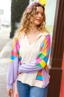 Feeling Bold Lilac Multicolor Stripe Collared V Neck Pullover (Open Pack)