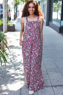 Stand Out Navy Floral Print Overall Jumpsuit (Open Pack)