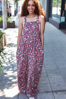 Stand Out Navy Floral Print Overall Jumpsuit (Open Pack)