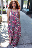 Stand Out Navy Floral Print Overall Jumpsuit (Open Pack)