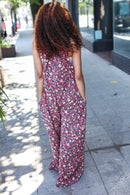 Stand Out Navy Floral Print Overall Jumpsuit (Open Pack)