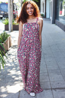 Stand Out Navy Floral Print Overall Jumpsuit (Open Pack)