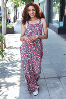 Stand Out Navy Floral Print Overall Jumpsuit (Open Pack)