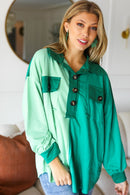 On The Way Up Mint Color Block Button Down Pullover (Open Pack)