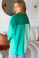 On The Way Up Mint Color Block Button Down Pullover (Open Pack)