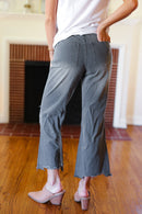 Cut Loose Ash Black High Rise Washed Distressed Cropped Pants (Open Pack)
