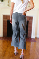 Cut Loose Ash Black High Rise Washed Distressed Cropped Pants (Open Pack)